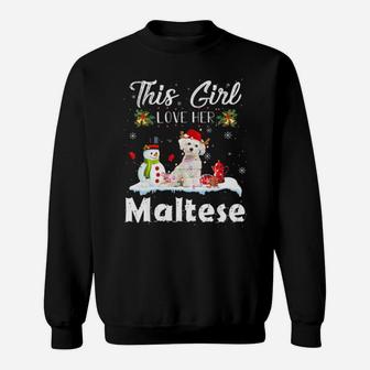 Snow Xmas Gifts This Girl Love Her Maltese Reindeer Sweatshirt - Monsterry