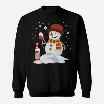 Snowman Drinking Red Wine Funny Partner Matching Couple Sweatshirt | Crazezy DE