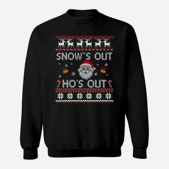 Snows Out Ho Ho Hos Ugly Christmas Santa Sweater Sweatshirt Sweatshirt | Crazezy AU