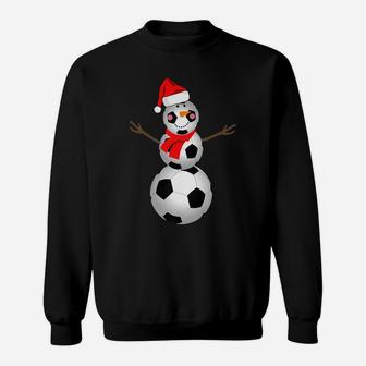 Soccer Snowman Christmas Santa Hat Scarf Matching Pajama Sweatshirt | Crazezy