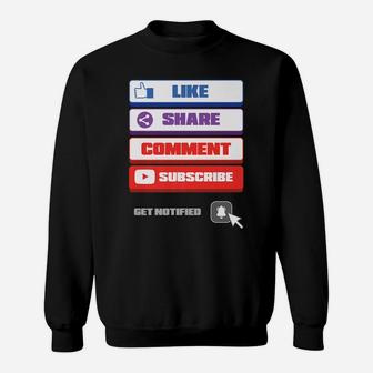 Social Media Like Share Comment Subscribe Vlogger Sweatshirt | Crazezy AU