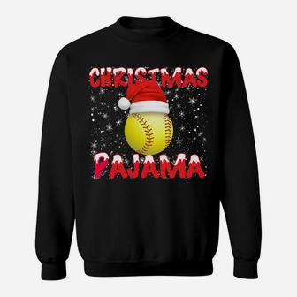 Softball Christmas Gifts Ball Santa Hat Funny Xmas Pajamas Sweatshirt Sweatshirt | Crazezy