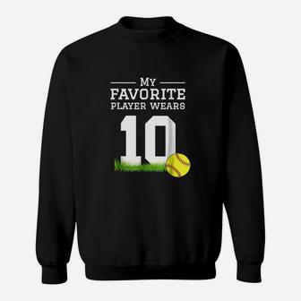 Softball Number 10 Fan Mom Dad Grandma Sister Sweatshirt | Crazezy DE