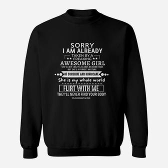 Sorry I Am Already Taken By A Freaking Awesome Girl Sweatshirt - Seseable