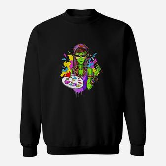 Space Alien Hippie Painter Art Sweatshirt | Crazezy AU