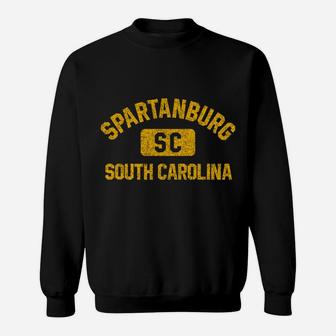 Spartanburg Sc South Carolina Gym Style Distress Amber Print Sweatshirt | Crazezy AU