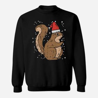 Squirrel Santa Hat Christmas Xmas Pajama Animal Lover Gift Sweatshirt Sweatshirt | Crazezy CA