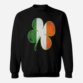 St Patricks Cute Lucky Shamrock Four Leaf Clover Irish Flag Sweatshirt - Monsterry CA
