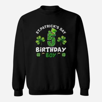 St Patricks Day 5 Years Old Birthday Boy 5Th Birthday Sweatshirt | Crazezy