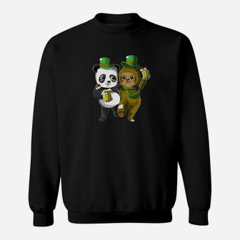 St Patricks Day Cute Panda And Sloth Leprechaun Sweatshirt - Thegiftio UK