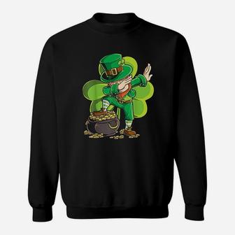 St Patricks Day Dabbing Leprechaun Boys Kids Men Gifts Dab Sweatshirt - Thegiftio UK