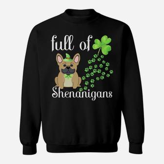St Patricks Day French Bulldog Shirt Dog Shamrocks Green Paw Sweatshirt | Crazezy