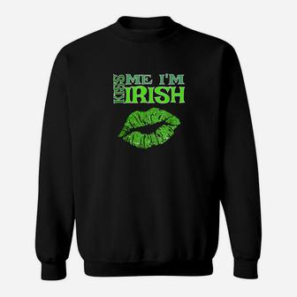 St Patricks Day Green Kiss Me Im Irish Emerald Lips Sweatshirt - Monsterry AU