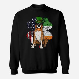 St Patricks Day Irish American Flag Boxer Dog Sweatshirt - Monsterry DE