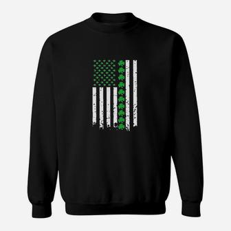 St Patricks Day Irish Shamrock American Flag Sweatshirt | Crazezy CA