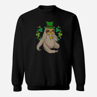 St Patricks Day Sloth Leprechaun Beer Irish Sweatshirt - Thegiftio UK