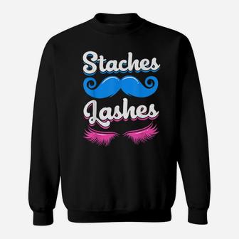 Staches Or Lashes Gender Reveal Sweatshirt - Monsterry AU