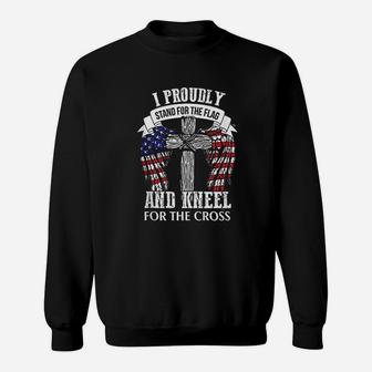 Stand For The Flag Kneel For The Cross Sweatshirt - Thegiftio UK