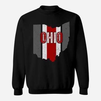 State Of Ohio Vintage Ohio Columbus Striped Distressed Sweatshirt - Monsterry AU