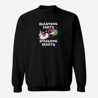 Stealing Hearts And Blasting Farts Valentines Day Unicorn Sweatshirt - Monsterry CA