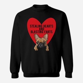 Stealing Hearts Blasting Farts Valentine's Day Frenchie Dog Sweatshirt - Monsterry DE