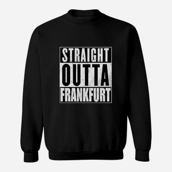 Straight Outta Frankfurt Schwarzes Sweatshirt, Urbaner Schriftzug-Print - Seseable