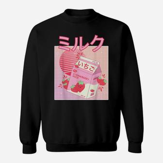 Strawberry Milk Shake Carton Funny Retro 90S Japanese Kawaii Sweatshirt | Crazezy UK