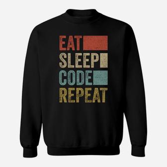Stylish Retro 70´S Eat Sleep Code Repeat Sweatshirt | Crazezy