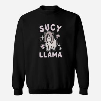 Sucy Llama Parody White Print Black Sweatshirt | Crazezy DE