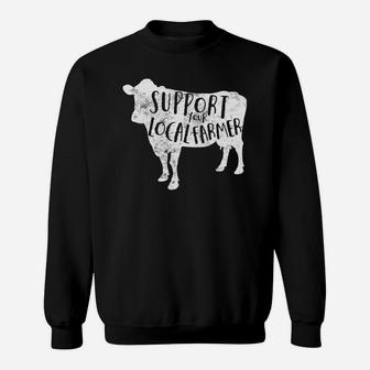 Support Your Local Farmer Distressed Cow Sweatshirt - Thegiftio UK