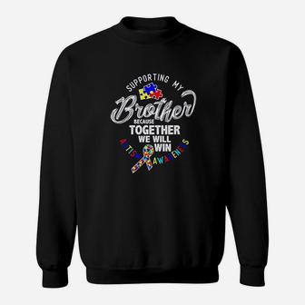 Supporting My Brother Awareness Ribbon Heart Sweatshirt | Crazezy