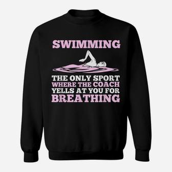 Swim Tshirt For Girls Women Swim Team Club Coach Breathing Sweatshirt | Crazezy UK