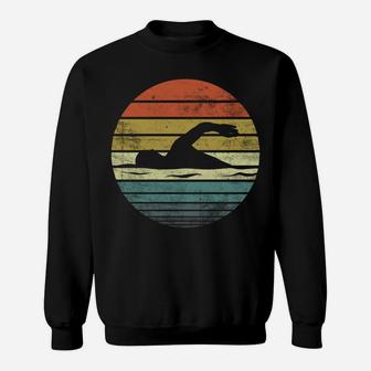 Swimmer Gifts Funny Retro Vintage Sunset Swim Coach Swimming Sweatshirt Sweatshirt | Crazezy AU