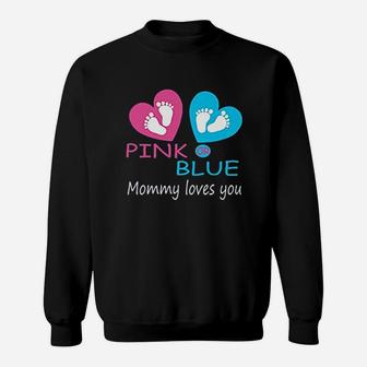 T Pink Or Blue Mommy Love Gender Reveal Shower Sweatshirt | Crazezy AU