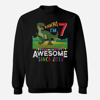 T-Rex 7 Years Old Awesome Since 2013 Birthday Dinosaur Gift Sweatshirt | Crazezy