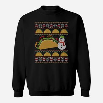 Taco Ugly Christmas Taco Lover Holiday Snowman Xmas Gift Sweatshirt Sweatshirt | Crazezy UK