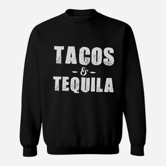 Tacos And Tequila Off Shoulder Tops White Mexican Vacation Funny Saying Sweatshirt | Crazezy DE