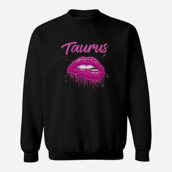 Taurus Birthday Pink Lips Sweatshirt | Crazezy