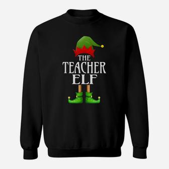 Teacher Elf Xmas Funny Family Matching Group Christmas Sweatshirt | Crazezy UK