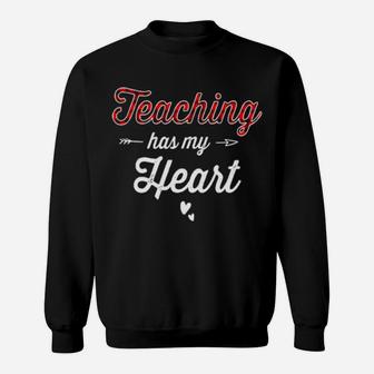 Teaching Has My Heart Buffalo Plaid Cute Valentine Teacher Sweatshirt - Monsterry CA