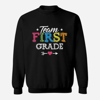 Team First Grade Teacher Student Back To School Kids Sweatshirt | Crazezy