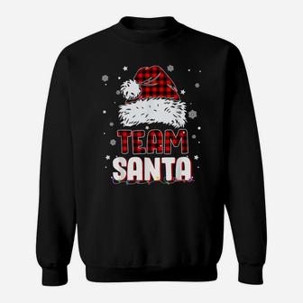Team Santa Claus Hat Buffalo Plaid Christmas Matching Family Sweatshirt | Crazezy