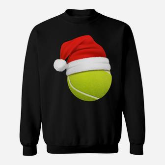 Tennis Ball Wearing Santa Hat Christmas Matching Tennis Team Sweatshirt | Crazezy