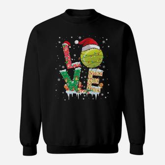 Tennis Love Santa Christmas Light Funny Xmas Gift Sweatshirt | Crazezy