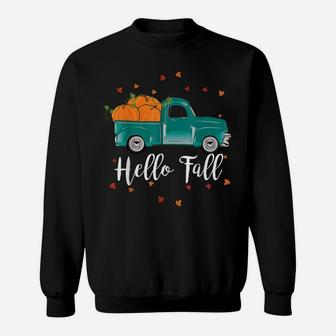 Thanksgiving Harvest Pumpkin Watercolor Truck Fall Gift Sweatshirt | Crazezy UK