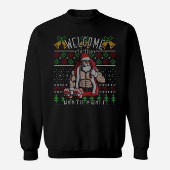 The North Swole Santa Claus Muscle Ugly Christmas Gym Gift Sweatshirt | Crazezy