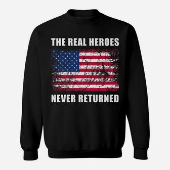 The Real Heroes Never Returned Grunge Effect American Flag Sweatshirt | Crazezy UK