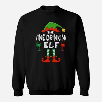 The Wine Drinking Elf Funny Matching Family Christmas Sweatshirt Sweatshirt | Crazezy CA