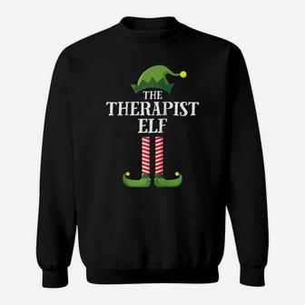 Therapist Elf Matching Family Group Christmas Party Pajama Raglan Baseball Tee Sweatshirt | Crazezy UK