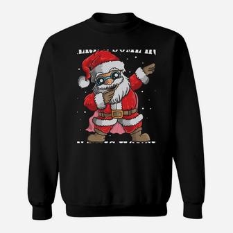 There's Some Hos In This House Dabbing Santa Claus Christmas Sweatshirt Sweatshirt | Crazezy